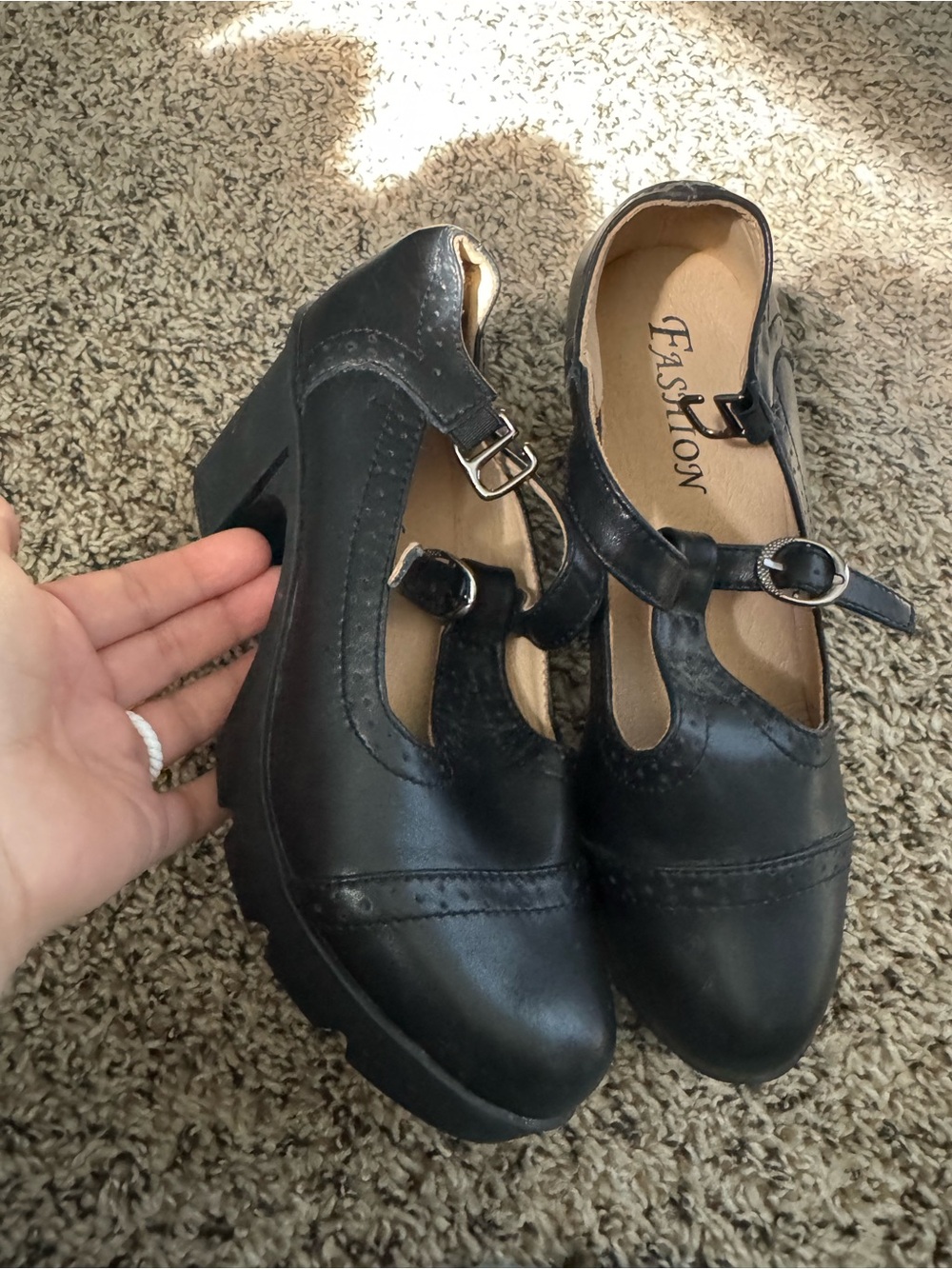 Black Mary Jane Heeled Shoes
